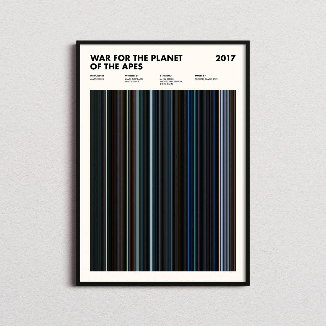 War for the Planet of the Apes Movie Barcode Poster