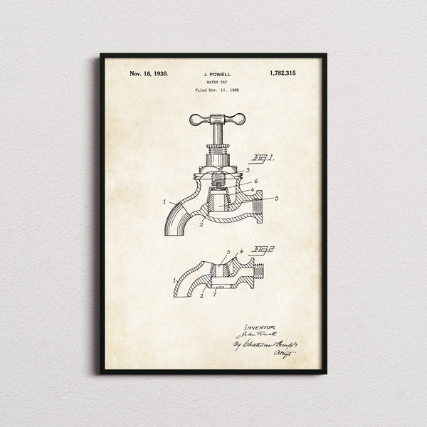 Water Tap Patent Print