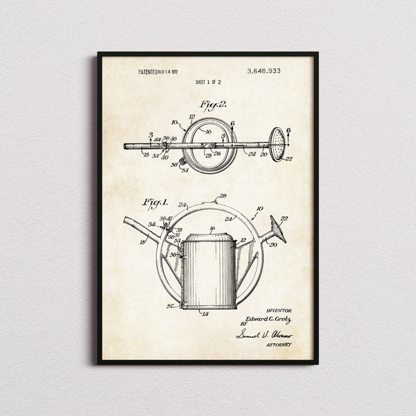 Watering Can Patent Print