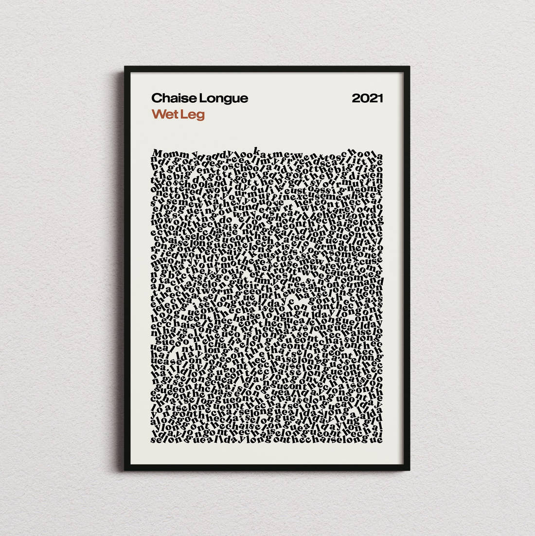 Wet Leg Chaise Longue Lyric Print in the cream colourway, framed