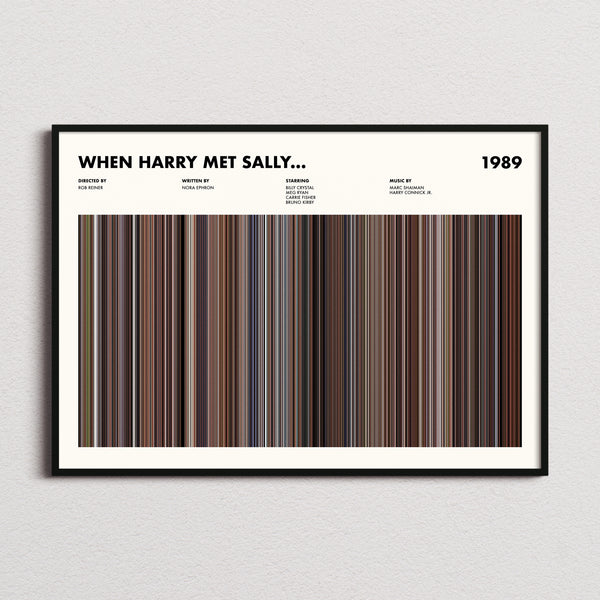 When Harry Met Sally... Movie Barcode Poster framed and photographed straight on