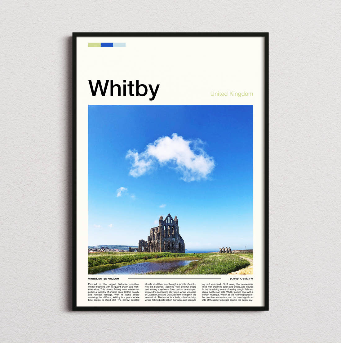 Whitby Abbey Ruins Travel Print framed and photographed straight on