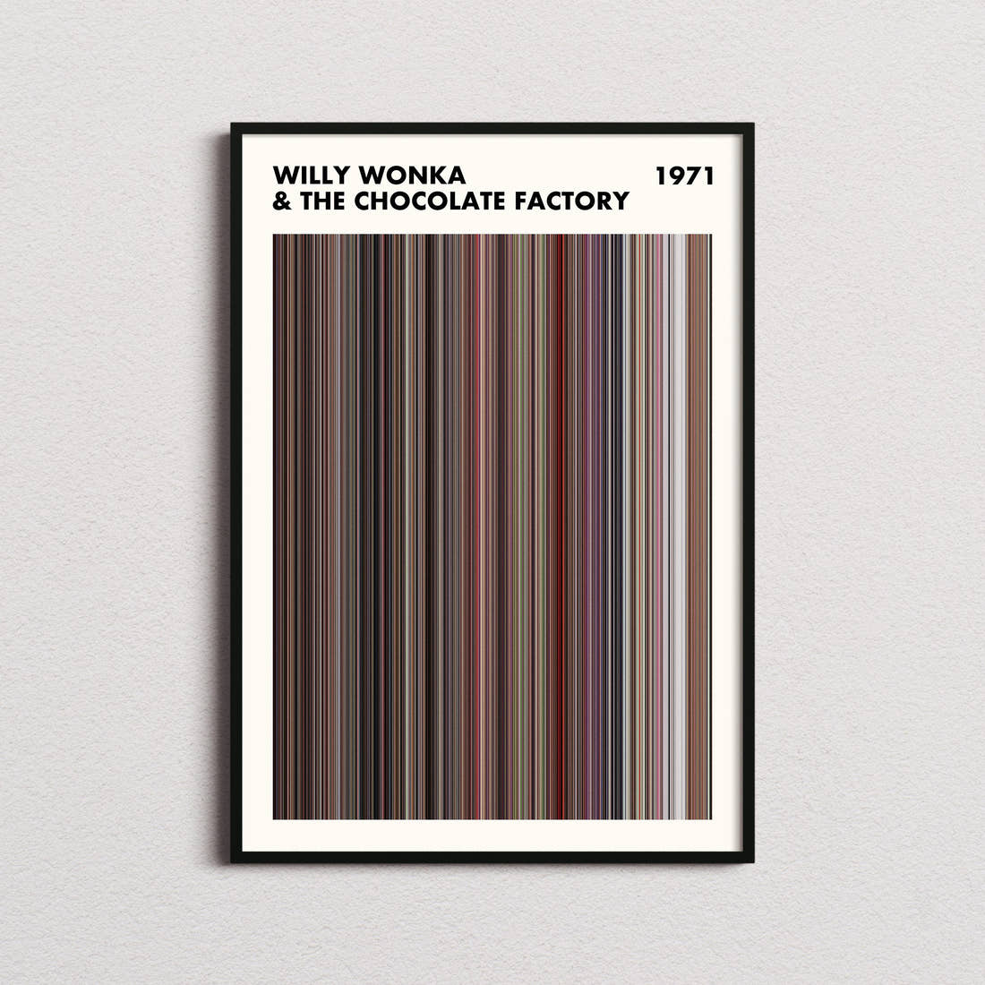 Willy Wonka & the Chocolate Factory Movie Barcode Poster - Simplified