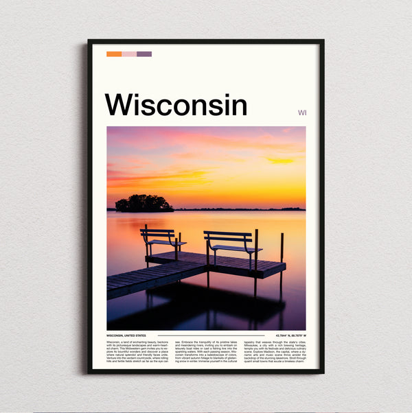 Wisconsin - Jetty At Sunset - Travel Print