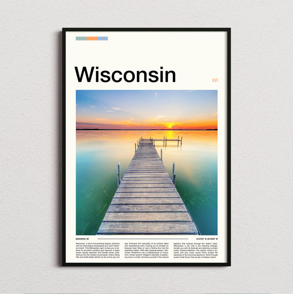 Wisconsin - Pier At Sunset - Travel Print