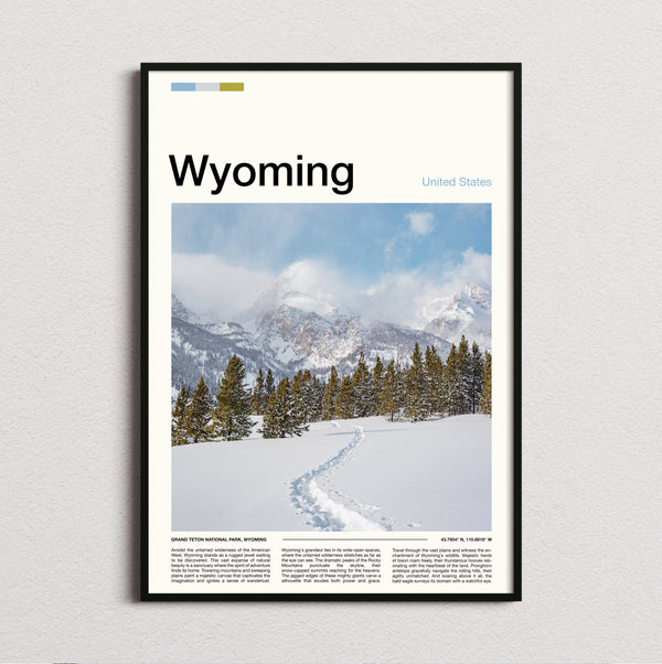 Wyoming - Footprints In The Snow - Travel Print