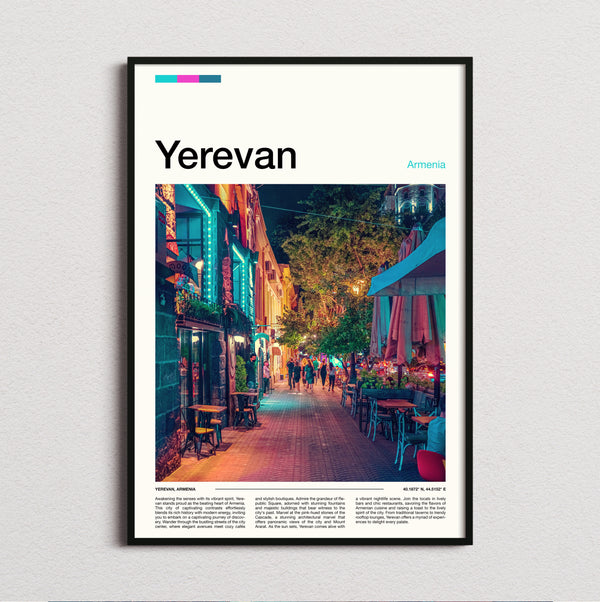 Yerevan - Colourful Cafe Street - Travel Print