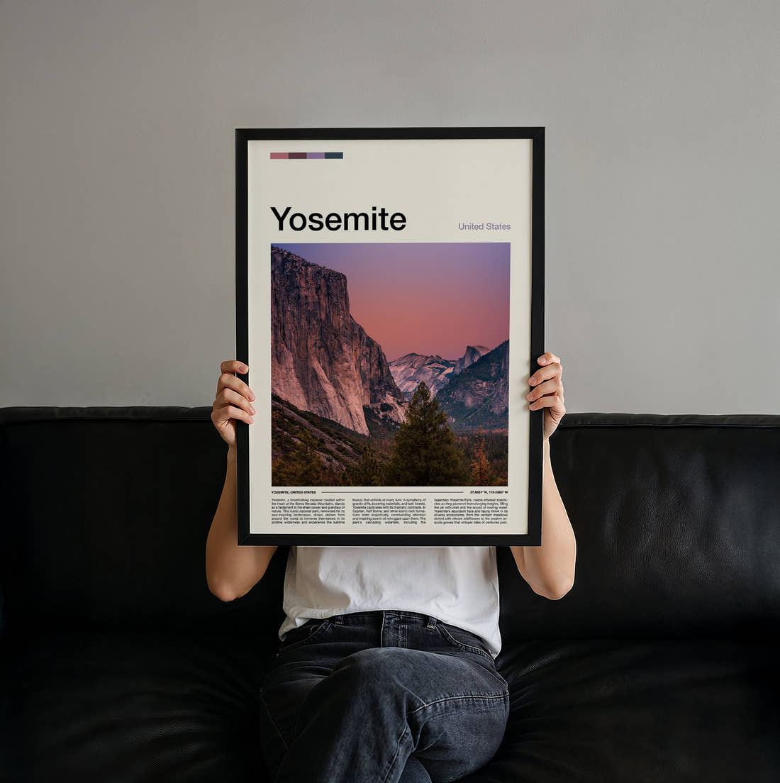 Yosemite El Capitan Travel Print held up by hand to show the size of the print