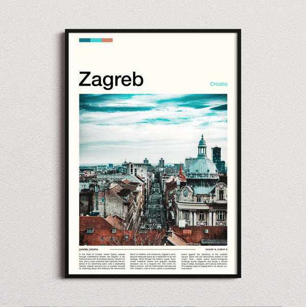 Zagreb - Rooftops And Green Dome - Travel Print