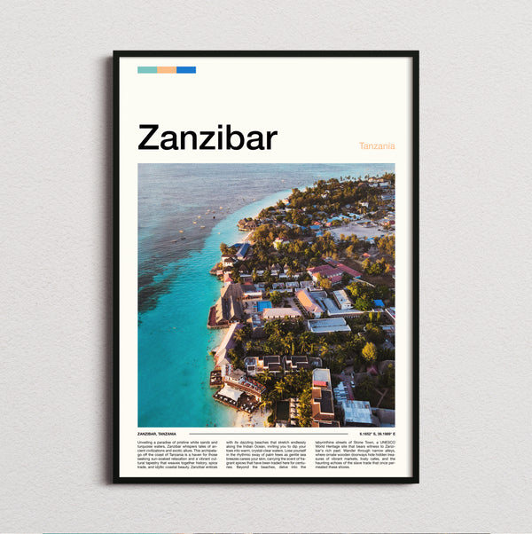 Zanzibar - Turquoise Coastline Aerial - Travel Print