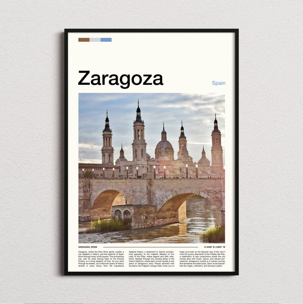 Zaragoza - Stone Bridge And Basilica - Travel Print
