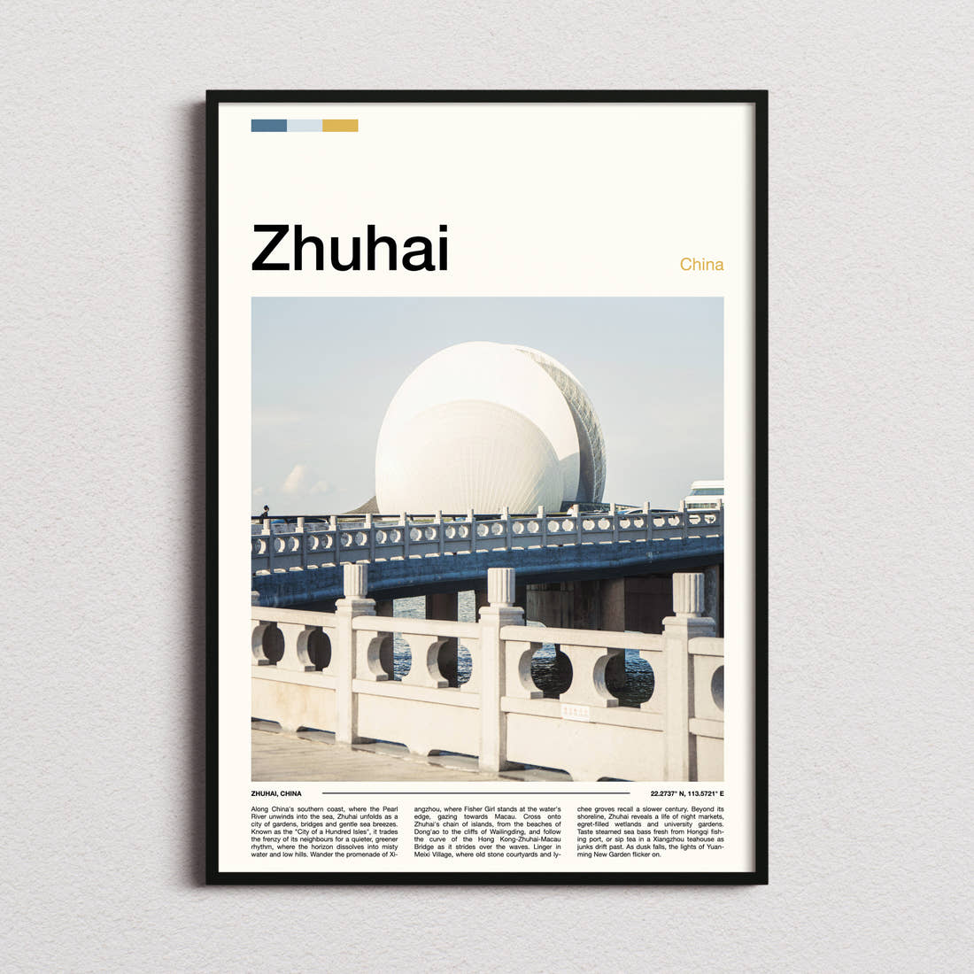 Zhuhai Opera House Bridge Travel Print framed and photographed straight on