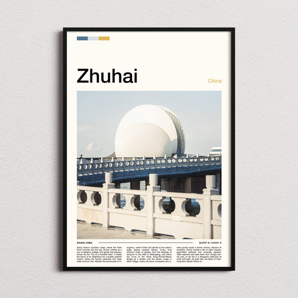 Zhuhai Opera House Bridge Travel Print framed and photographed straight on