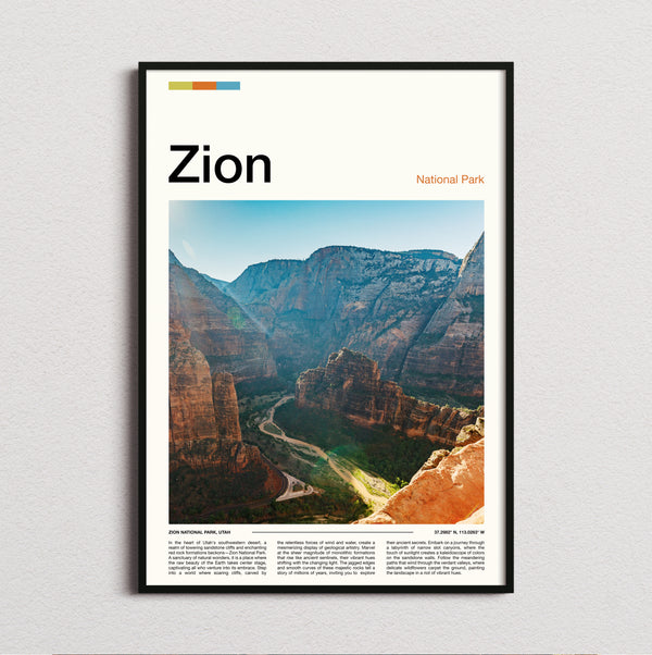 Zion - Canyon With Winding Road - Travel Print