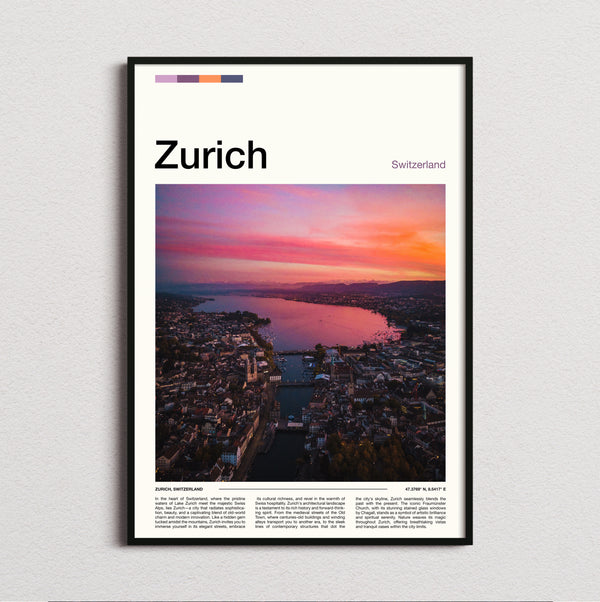 Zurich - Lakeside City At Sunset - Travel Print